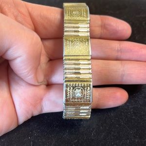 Vintage ATOMIC Modernist Stretch Bracelet Gold Tone